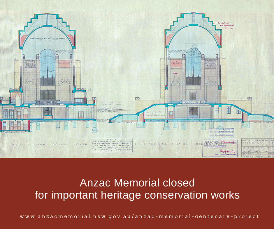 Notice: Anzac Memorial closed for important heritage conservation works