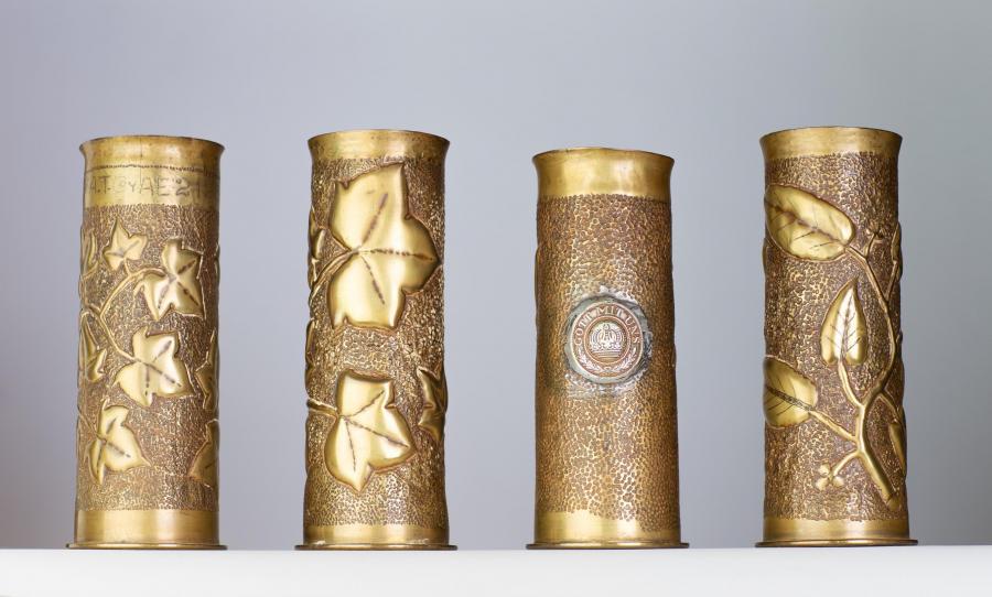 Brass shell casings from the Great War.