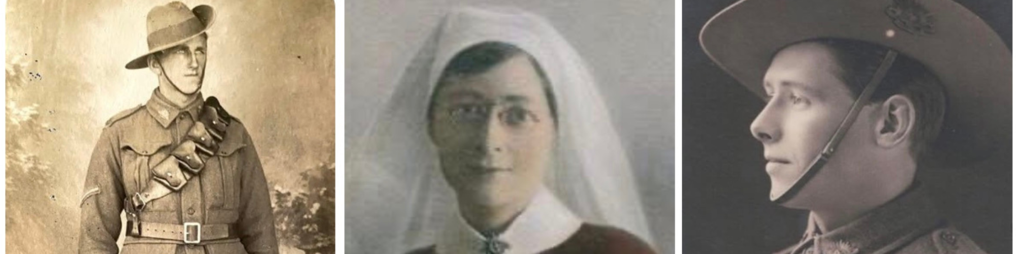 Australian servicemen and a nurse who served at Gallipoli and elsewhere in the Great War.