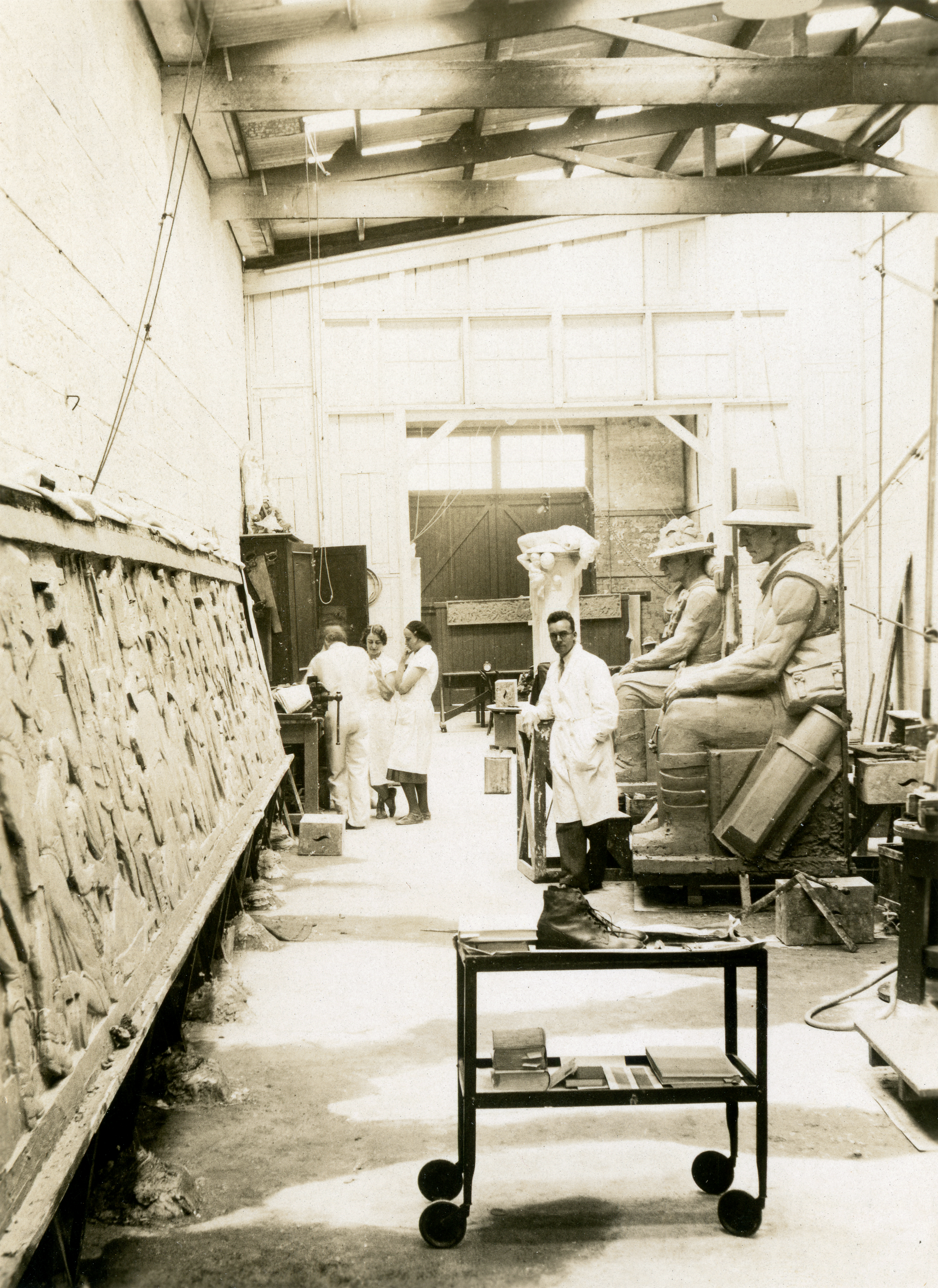 Arthur Buist in Hoff’s studio.  Sacrifice can be seen at the Southern end of the studio in plaster