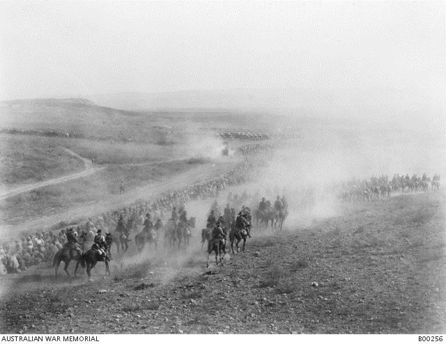 Australian Light Horse advancing towards Damascus after  the Battle of Megiddo 19-25 September 1918. Courtesy AWM