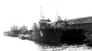 Australian destroyers 'HMAS Swan', 'Torrens' and 'Warrego' as part of the Malaysia Patrol, berthed in the port of Sandakan in North Borneo in September 1916.  Courtesy Navy.org.au