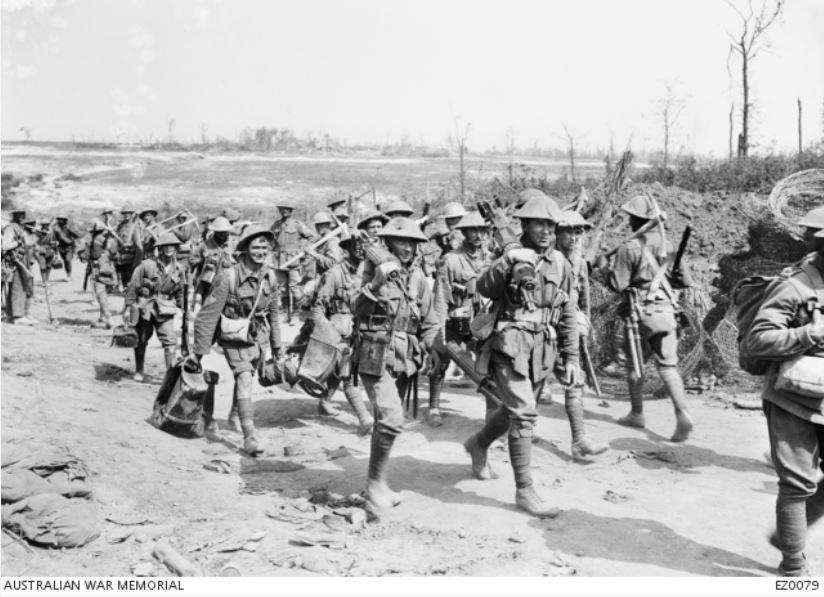 Australian machine-gunners most probably from the 7th Machine Gun Company,  2nd Division coming out of the line at Pozières in July 1916. Courtesy AWM