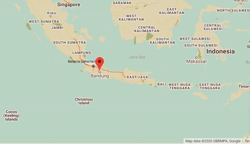 Map indicating location of Bandung . It also shows where Batavia (now known as Jakarta) is