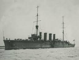 'HMAS Sydney' was a Chatham-class light cruiser of the Royal Australian Navy, commissioned into the RAN in 1913. During the early stages of the First World War, 'Sydney' was involved in supporting the Australian Naval and Military Expeditionary Force, and escorting the first ANZAC convoy. On 9 November 1914, the cruiser defeated the German cruiser 'SMS Emden' at the Battle of Cocos. Courtesy Navy.org.au