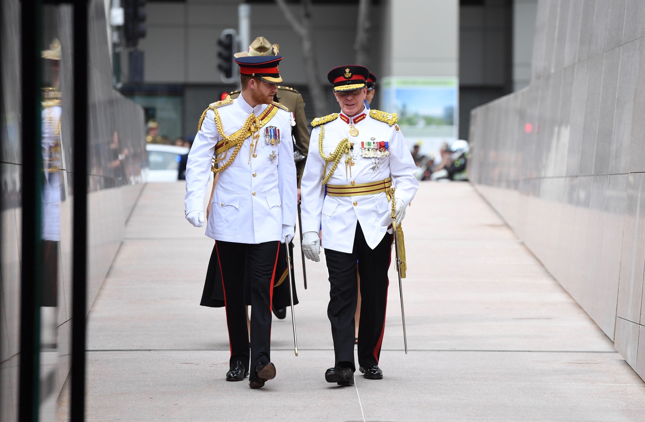 The Governor and the Duke enter the Centenary Extension via the new accessible walkway through the Cascade