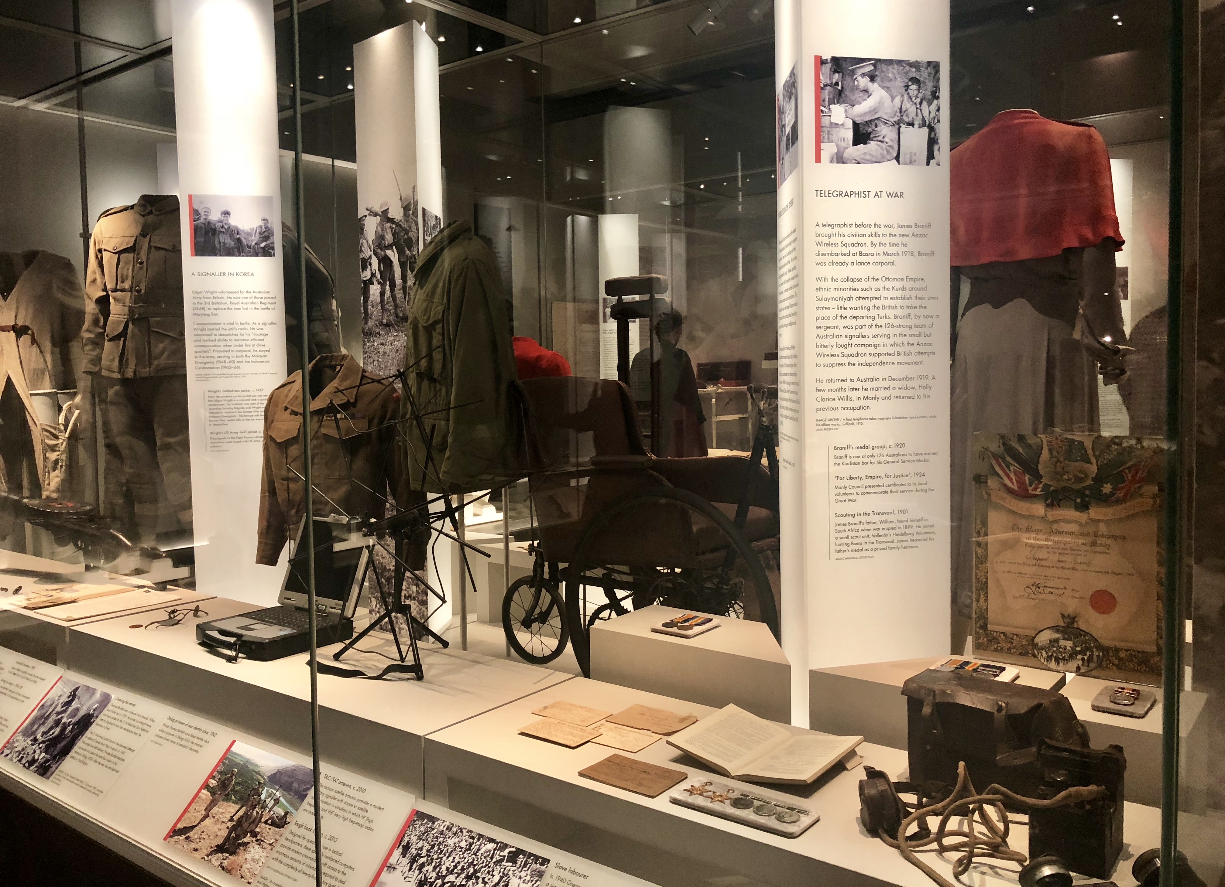 One of the Army showcases in the Centenary Exhibition