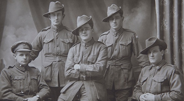 A studio portrait of unidentified First World War soldiers