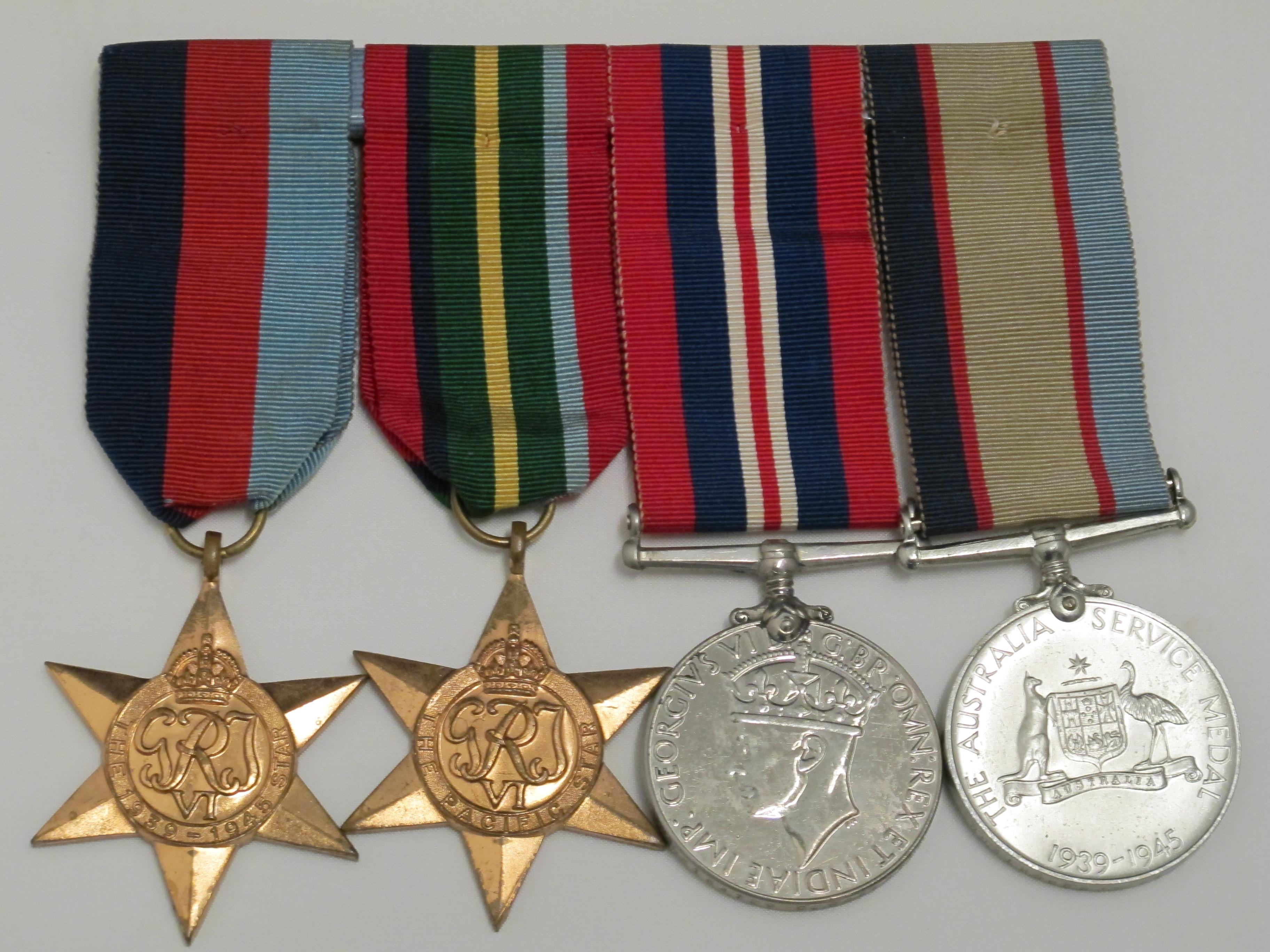 These medals, including the Pacific Star (the campaign medal awarded to sailors, soldiers and airmen from around the British Empire who served in the South-West Pacific Area during WWII), were awarded to Private Robertson in recognition of his service with the 58/59th Bn. Although the campaign was an Australian victory, Robertson’s unit suffered a casualty rate of almost 25 per cent in the last months of the war. (Gift of Warren Robertson)