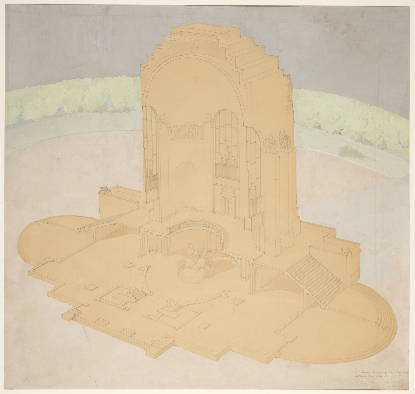 Dellit's hand-coloured sectional perspective - Courtesy Mitchell Library, State Library of NSW