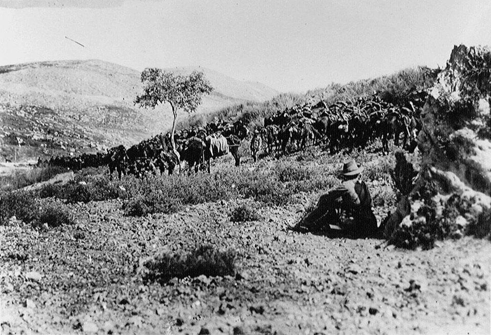 The Battle of Nablus was part of the victorious Megiddo offensive. The Australian 5th Light Horse Brigade shown here, under Brigadier-General Macarthur-Onslow, took the town on 21 September 1918. Courtesy National Army Museum (UK)
