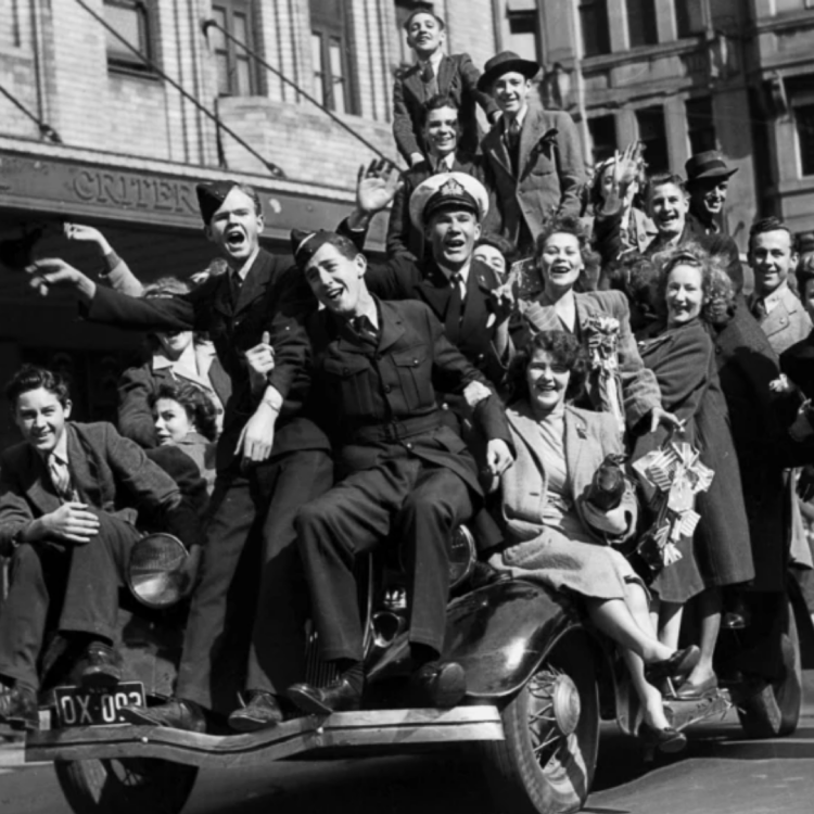 Victory in the Pacific celebrations. Photo by Sydney Morning Herald.