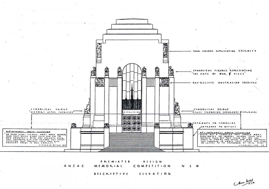 Dellit's "Descriptive Elevation" - a labelled diagram that explained the statuary. 