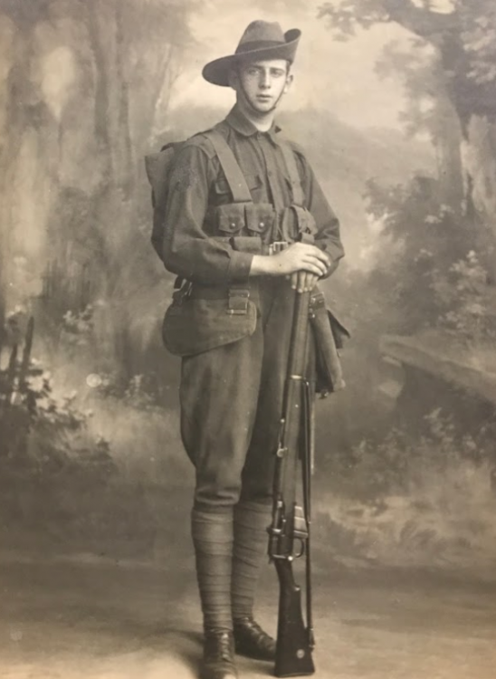 A studio portrait of then Private George Haskew, likely taken in Sydney, c. 1916. Anzac Memorial Digital Collection 2020.6. Courtesy of Bev Ponton.