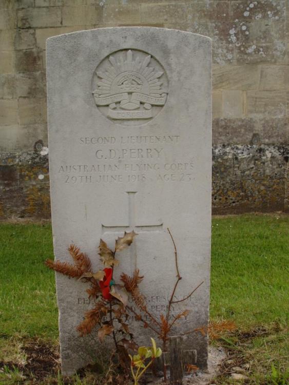 Perry's gravestone.