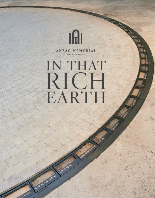 Cover art featuring the ring of soil samples from the 100 sites of military significance set in the Hall of Service