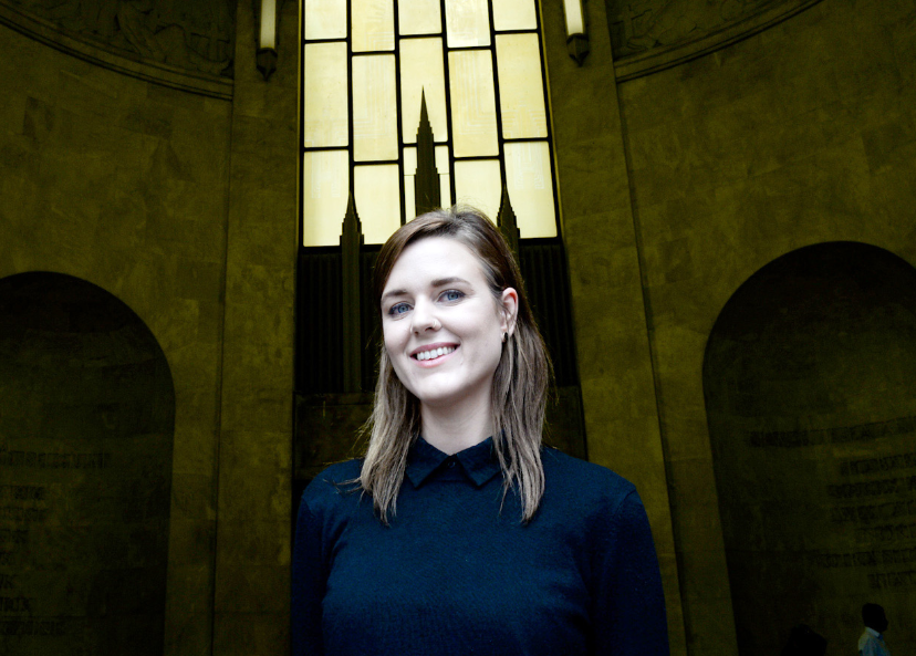 The Anzac Memorial's Research Exhibition Officer, Jacqueline Reid in the Memorial's Hall of Memory