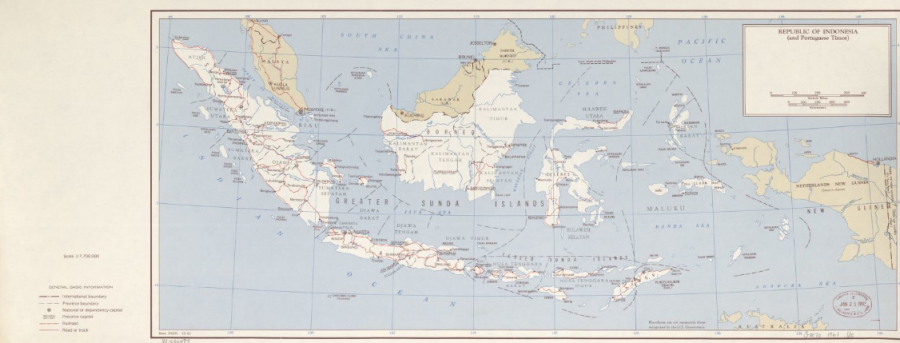 Map, ‘Republic of Indonesia (and Portuguese Timor), Washington: Central Intelligence Agency, 1961. Courtesy of Library of Congress. 