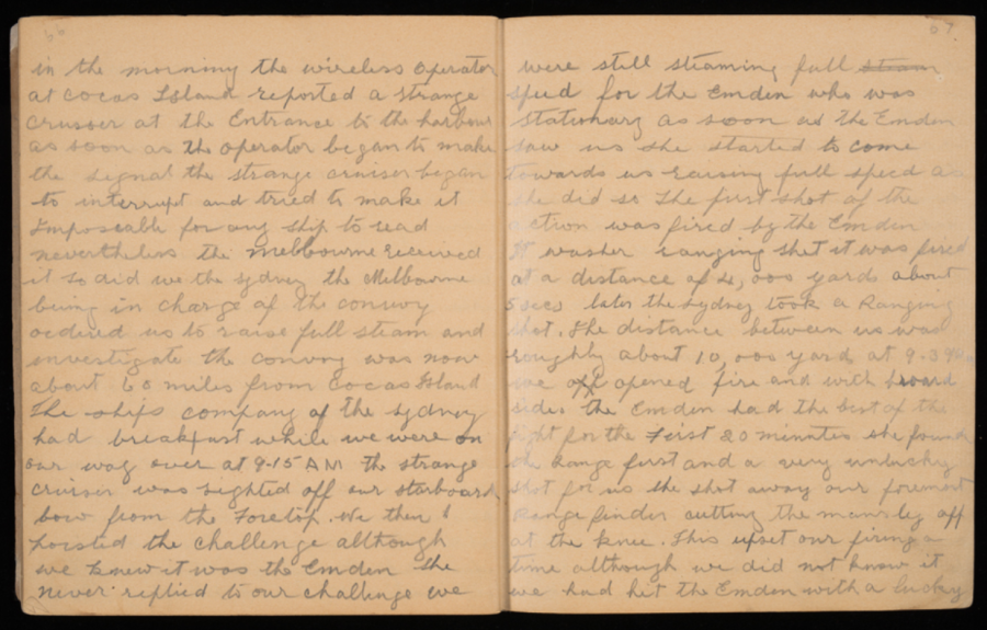 Stoker Stan Newton’s war diary. Anzac Memorial Collection 464. Photograph by Jean-Francois Lanzarone. 