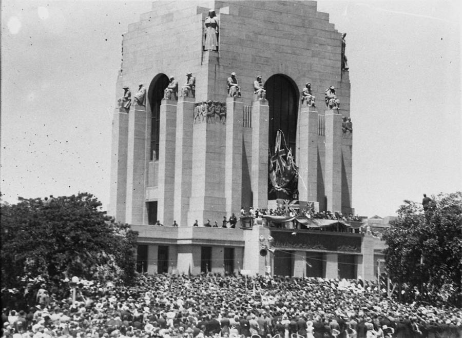 View of the crowd gathered on the north -western side of the Memorial at the 1934 opening ceremony 