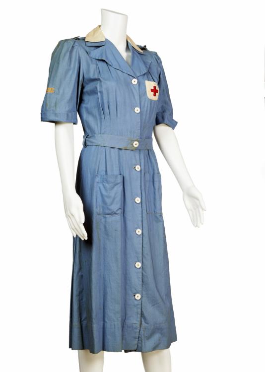 This Voluntary Aid Detachment (VAD) uniform was worn by teenage Lois Homan from Punchbowl. VADs played a vital role supporting military nurses and helping with the repatriation of Australia's sick and wounded prisoners of war.