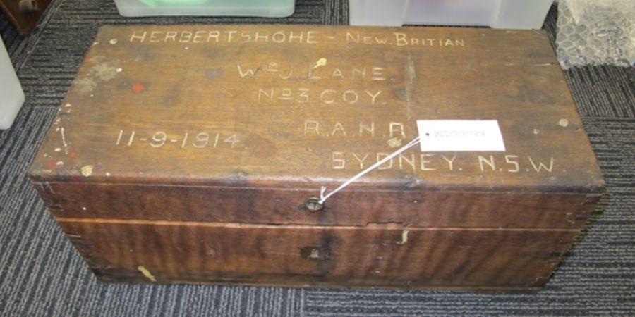 Close-up of William Lane's ditty box.