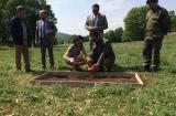 Mr Christos Bardakas, Deputy Mayor; Mr Nikolaos Doumtsis, Deputy Mayor; and Mr Petros Seridis, President of the Municipal Council collecting soil with local dignitaries in Bouzania, near to Vevi Pass, Greece.