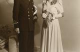 Lieutenant Bruce Harvey RANVR and Cecilie on their wedding day, 1941. GIFT OF CECILIE HARVEY