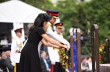 The Duke and Duchess lay their wreath