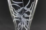 Glass vase displaying a hand-etched design of the Golden Wattle