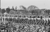Uniformed troops formed up on the Memorial's northern forecourt at the commencement of the 1934 opening ceremony 