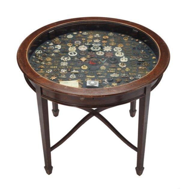 Souvenir badge table, belonging to Trooper Martin Cleveland Pines, 1914-1945