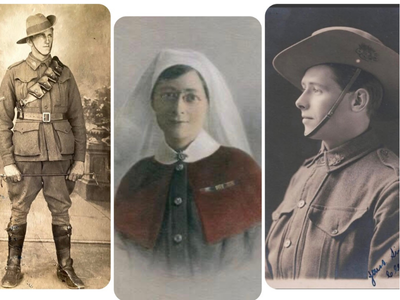 Australian servicemen and a nurse who served at Gallipoli and elsewhere in the Great War.