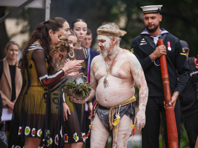 The smoking ceremony as part of the Indigenous Veterans Commemoration
