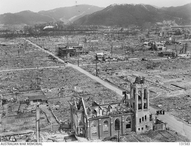 Hiroshima, Japan 1946 - the landscape the Australian BCOF contingent marched into. 